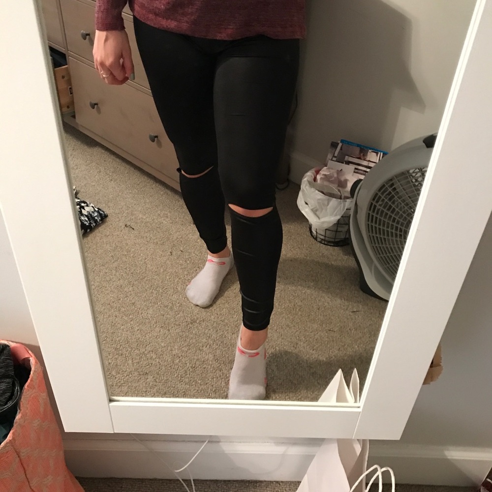 Black pleather leggings